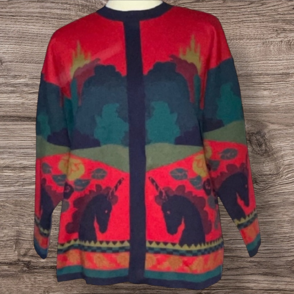 Micha Denmark Vintage UNICORN Wool Nordic Knit Sweater LG/XL 46